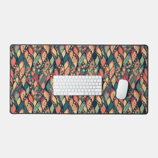 Retro Chromatic Leaf Cascade Schreibtischunterlage (Tastatur & Maus)
