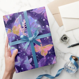 Retro Chrome Hearts und Schmetterlinge Geschenkpapier