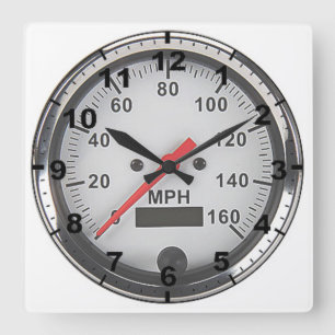 "Retro chrome speedometer" design wall clocks Quadratische Wanduhr