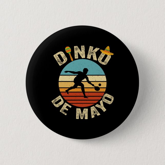 Retro Cinco De Mayo Picklell Player Dinking Dinko Button (Vorderseite)