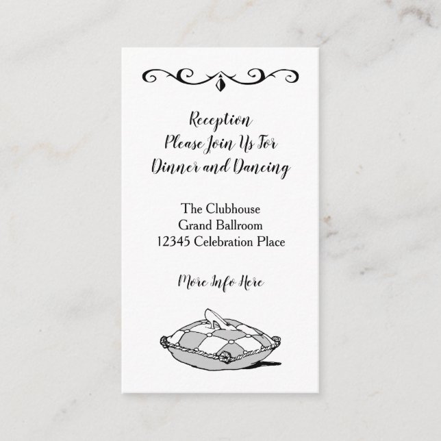 Retro Cinderella Schwarz-weiße Custom Empfang Card Begleitkarte (Vorderseite)