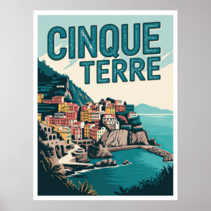 Retro Cinque Terre Wandern Poster