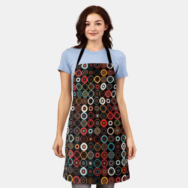Retro Circle Boho Schürze - Farbe Ihrer Küche (Getragen)