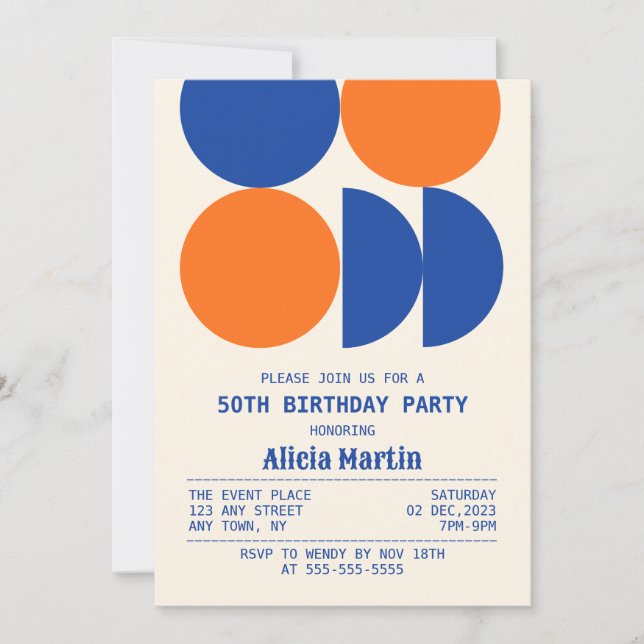 Retro Circle Geometric Muster Milk Geburtstag Einladung (Vorderseite)