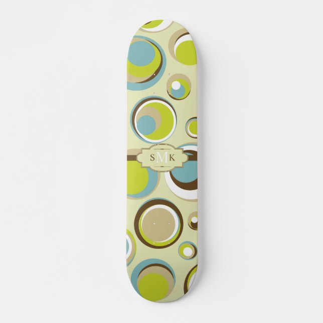 Retro Circle Pattern Old School Skateboard aus den (Vorne)