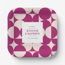 Retro Circle Scallop Mitte Jahrhundert Lila Hochze