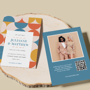 Retro Circle Scallop Mitte Jahrhundert QR CODE FOT Einladung