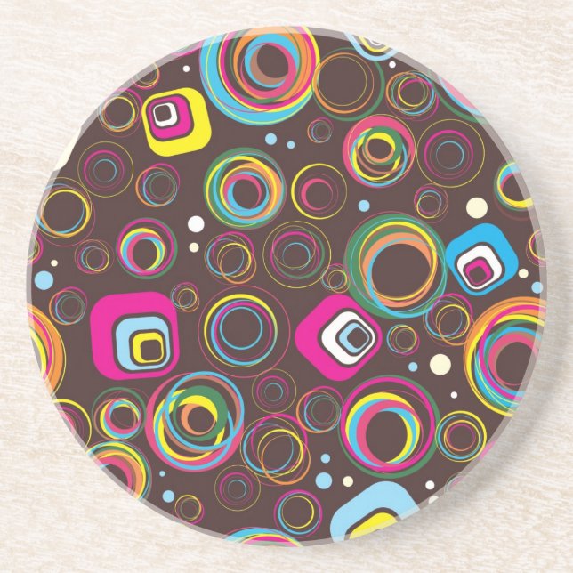 Retro Circle Square 1950 Groovy Untersetzer (Vorne)