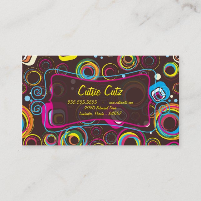 Retro Circle Square 1970 Visitenkarten Visitenkarte (Vorderseite)