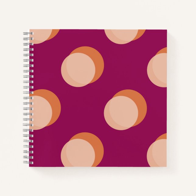 Retro Circles and Shadows Bold Pattern Purple Notizbuch (Vorderseite)