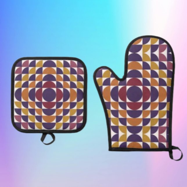 Retro Circles Oven Mitt & Pot Holding Set (Von Creator hochgeladen)