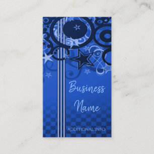 Retro Circles & Stars Blue Business Card 2 Visitenkarte