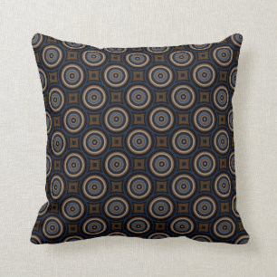 Retro Circles und Squares Navy Blue Brown stilvoll Kissen