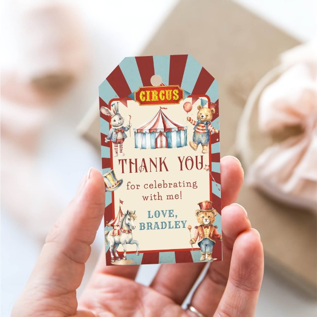 Retro Circus Animals Karneval Geburtstag Vielen Da Geschenkanhänger (Von Creator hochgeladen)