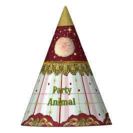 Retro Circus Carnival Party Hat - Pink Puffs Partyhütchen