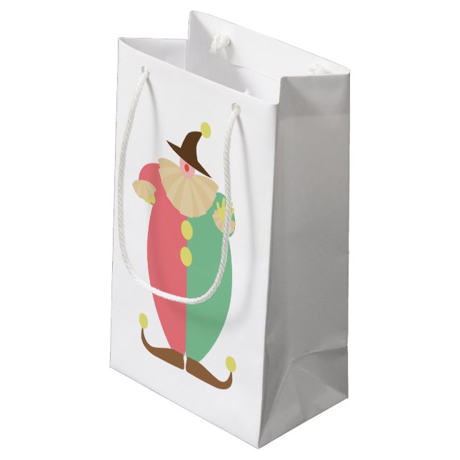 Retro Circus Clown Kleine Geschenktüte (Rückseite Schrägansicht)