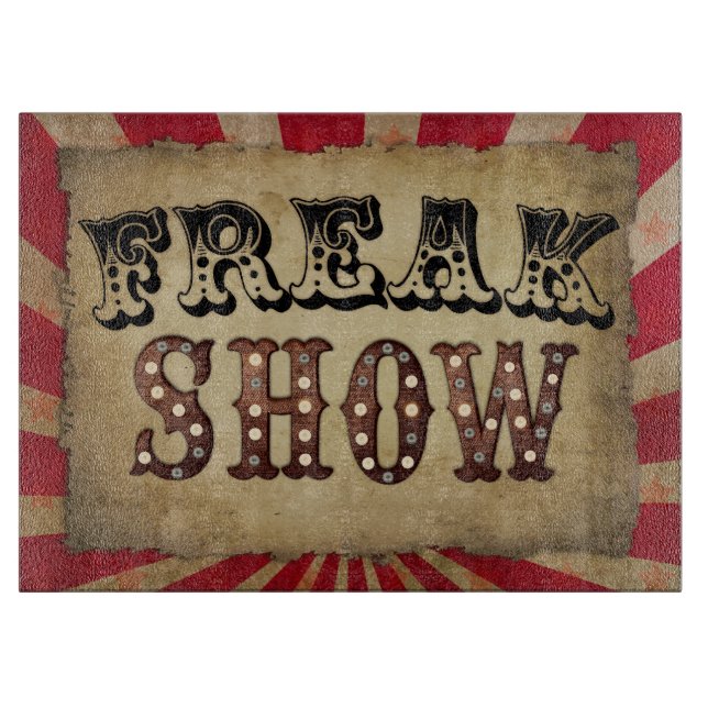 Retro Circus Poster Freak Show Schneidebrett (Vorderseite)
