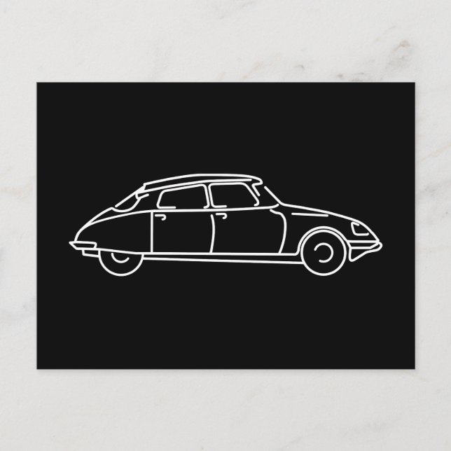 Retro Citroen DS 19 der Haifisch T-Shirt Postkarte (Vorderseite)