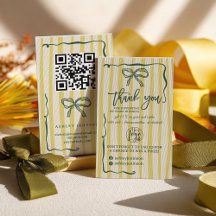 Retro Citrus Green Bow Logo QR Thank You Order