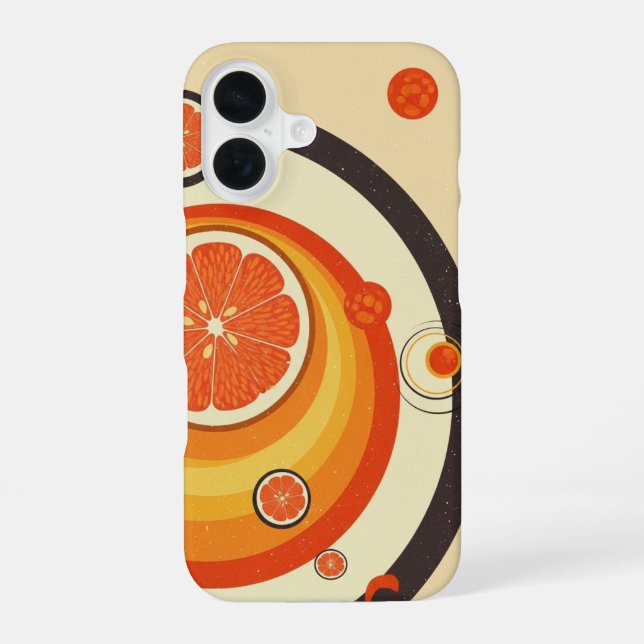 Retro Citrus Orbit iPhone 16 Hülle (Rückseite)