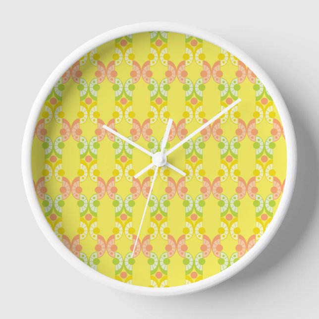 Retro Citrus Wood Gerahmte Uhr (Vorderseite)