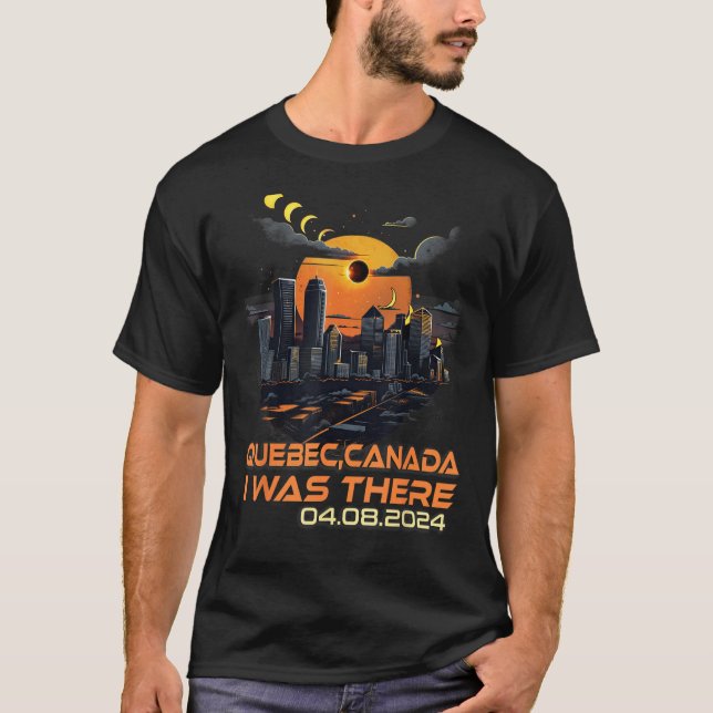 Retro Cityscape Total Solar Eclipse 2024 Quebec Ca T-Shirt (Vorderseite)