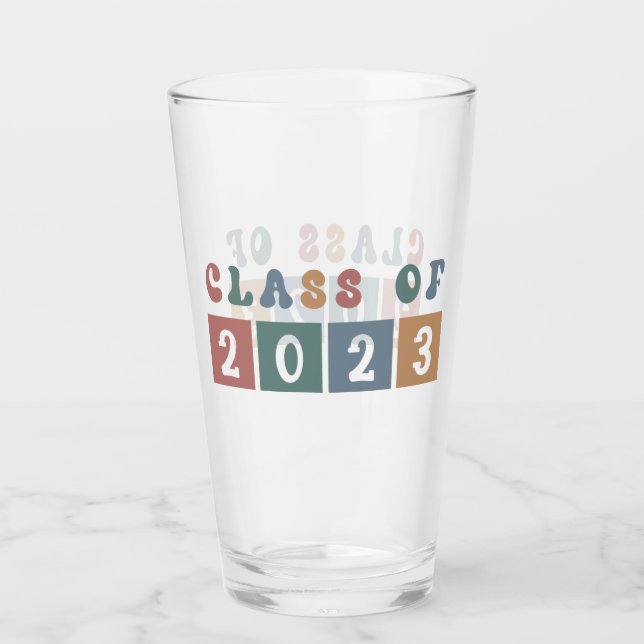 Retro Class of 2023 School Uni-Abschluss Gift Glas (Vorderseite)