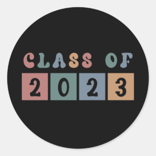 Retro Class of 2023 School Uni-Abschluss Gift Runder Aufkleber