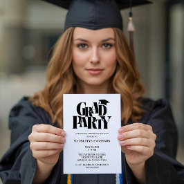 Retro Class of Congrats Graduation Black  Einladung