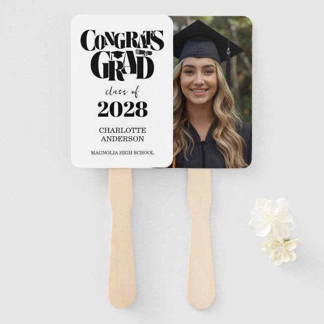 Retro Class of Congrats Graduation Photo  Fächer (Vorne und Hinten)