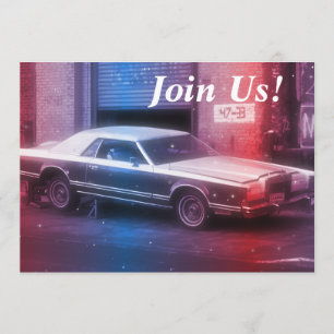 Retro Classic 70's Car Retirement Geburtstagsparte Einladung