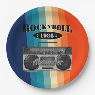 Retro Classic Boom Box Rock'n'Roll Musik Vintag Pappteller