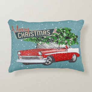 Retro Classic Car Frohe Weihnachtsfeier Neues Jahr Dekokissen