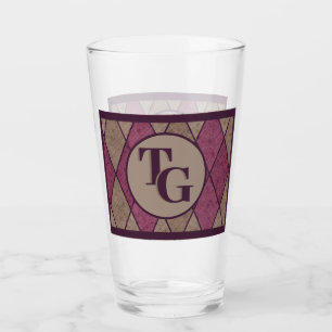 Retro Classic Monogramm der Lila Diamond-Raute Glas