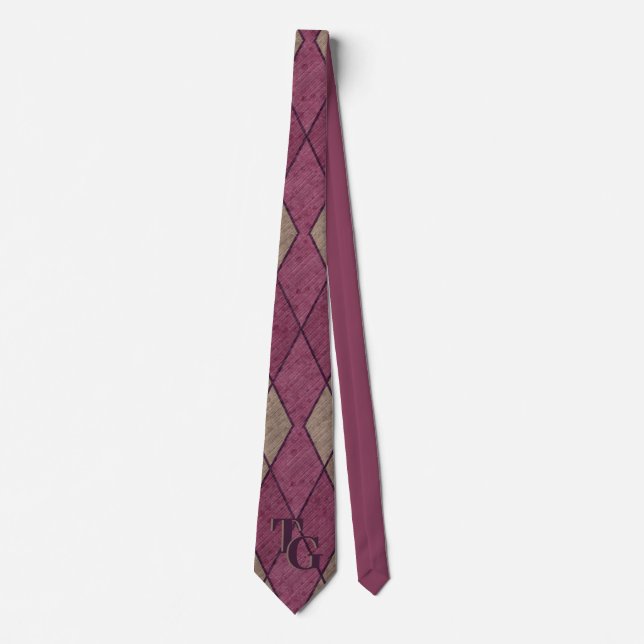 Retro Classic Monogramm der Lila Diamond-Raute Krawatte (Vorderseite)