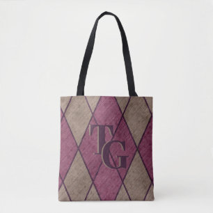 Retro Classic Monogramm der Lila Diamond-Raute Tasche