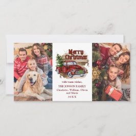 Retro Classic Rustic Red Christmas Truck Gruß Feiertagskarte