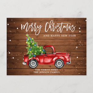 Retro Classic Rustic Red Truck Weihnachtsgrüße Feiertagskarte