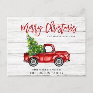 Retro Classic Rustikaler Weihnachts-Roter Lkw-Urla Postkarte