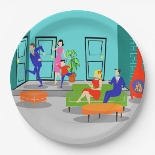 Retro Classic Television Paper Plate Pappteller