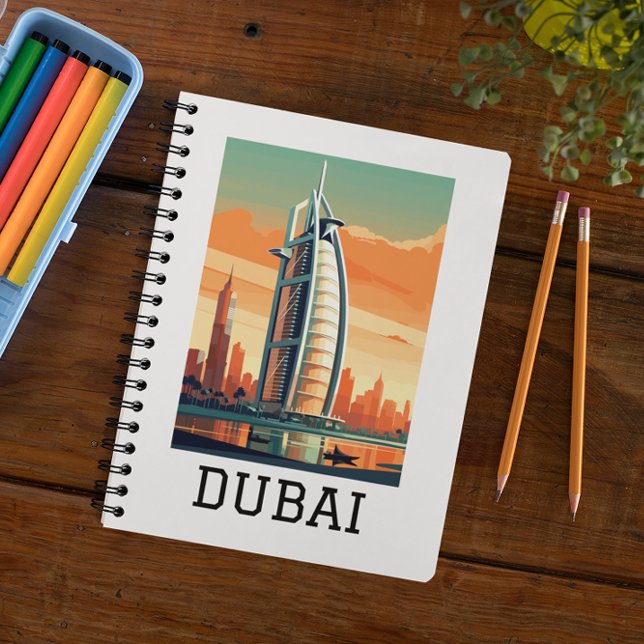 Retro Classic Travel Dubai VAE Notizblock (Dubai UAE Skyline notebook)