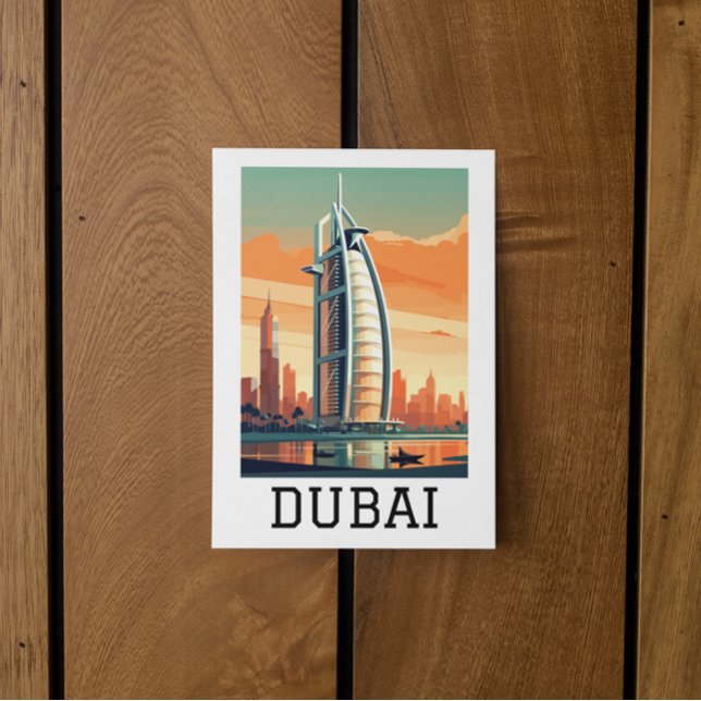 Retro Classic Travel Dubai VAE Postkarte (dubai uae retro vintage travel postcard)