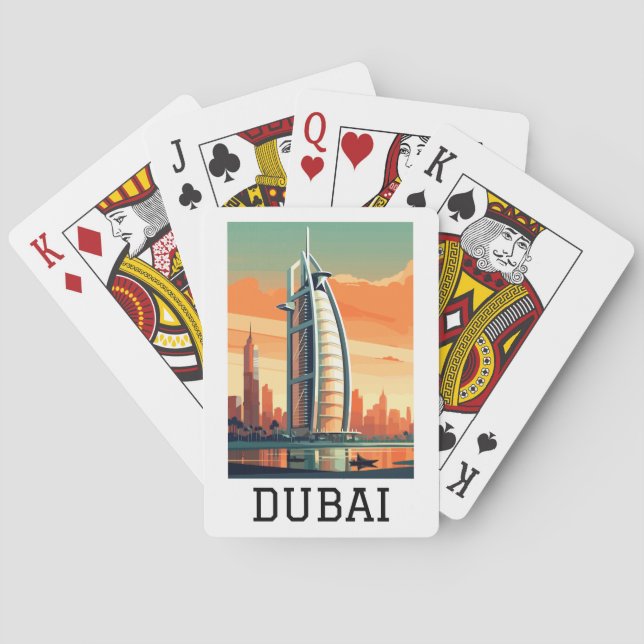 Retro Classic Travel Dubai VAE Spielkarten (Rückseite)