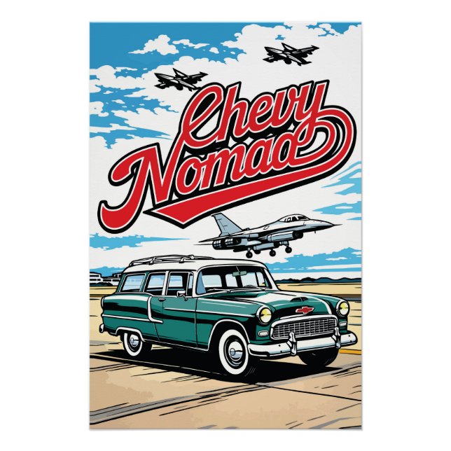 Retro Classic Wagon Sky Pop Art Illustration Print Poster (Vorderseite)