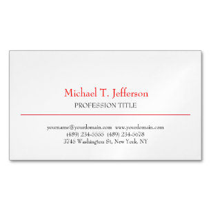 Retro Classical Elegante Schlicht Simple Red White Magnetische Visitenkarte