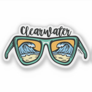 Retro Clearwater Beach Artwork auf beiden Seiten Aufkleber