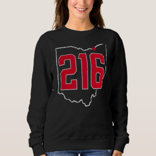Retro Cleveland 216 Area Code Ohio Kontur Vintag Sweatshirt