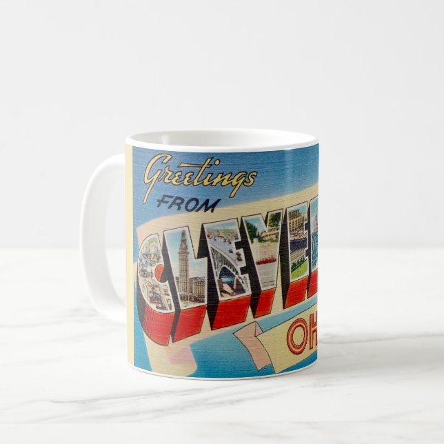 Retro Cleveland Ohio Gruß Tasse (Vorderseite Links)