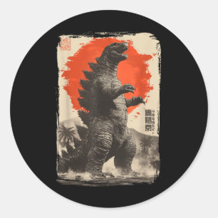 Retro Clic Seltene japanische Kunst Riesen Kaiju  Runder Aufkleber