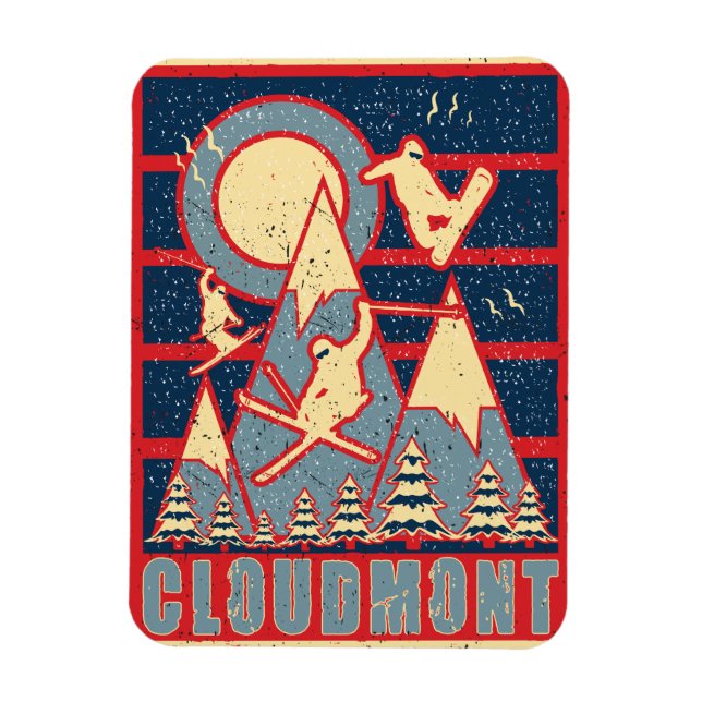 Retro Cloudmont Ski 80er Magnet (Vertikal)
